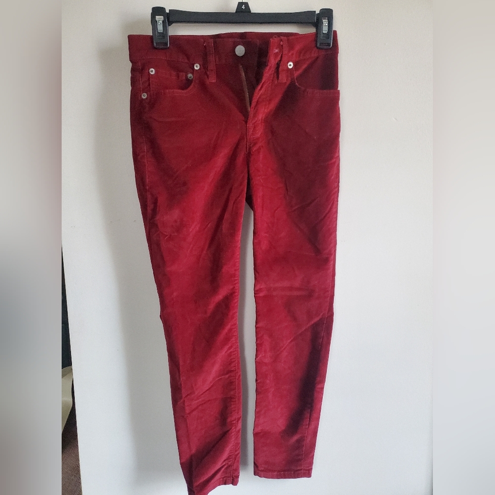 J. Crew Rich Red Velvet Jeans